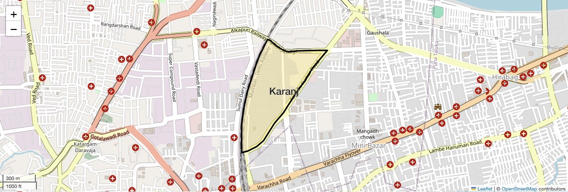 Location Map of Karanj, Surat