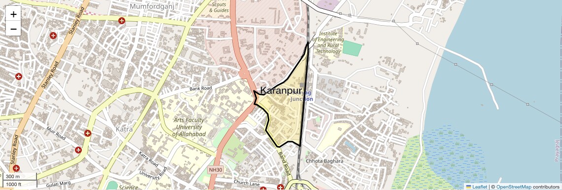 Location Map of Karanpur, Allahabad