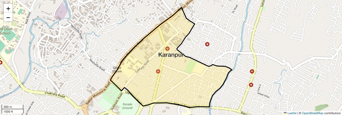 Location Map of Karanpur, Dehradun