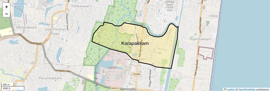Location Map of Karapakkam, Chennai
