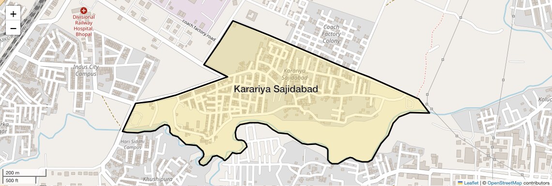 Location Map of Karariya Sajidabad, Bhopal