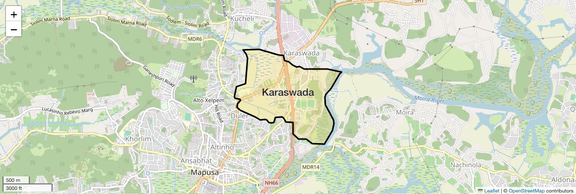 Location Map of Karaswada, Goa