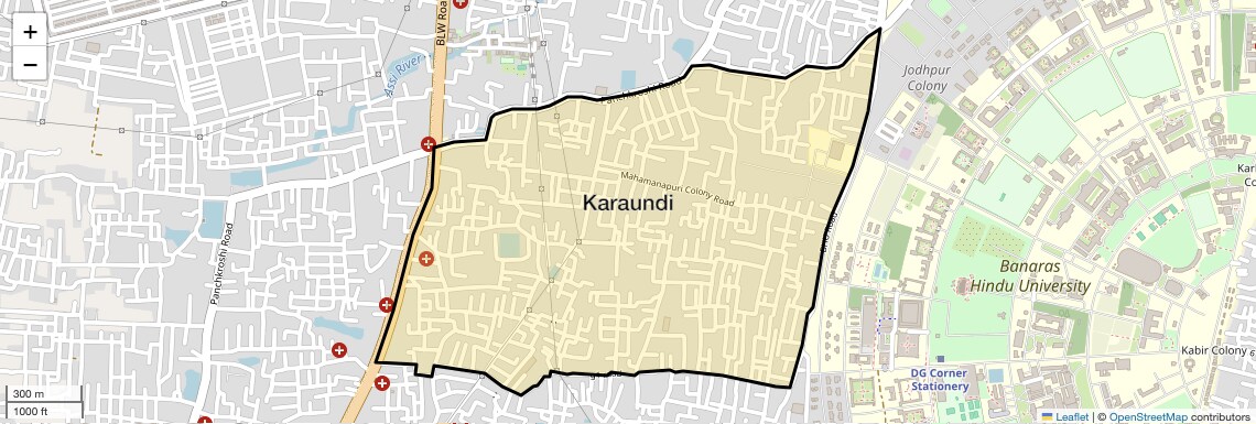Location Map of Karaundi, Varanasi