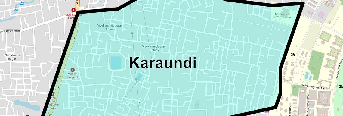 Location Map of Karaundi, Varanasi