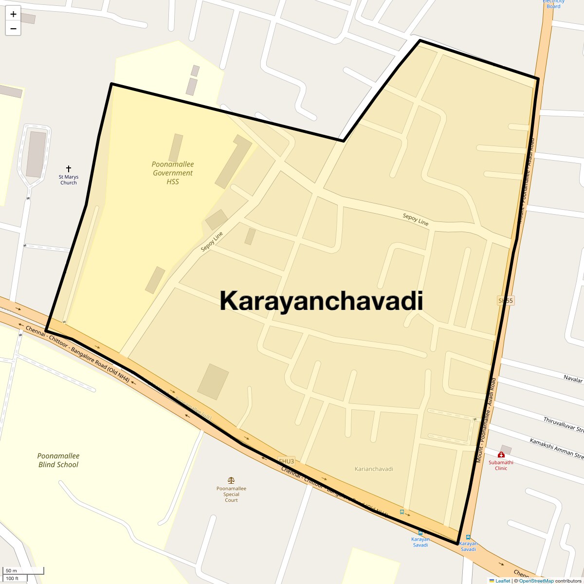 Location Map of Karayanchavadi, Chennai
