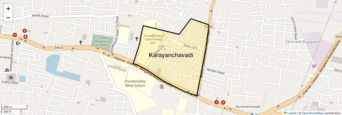 Location Map of Karayanchavadi, Chennai