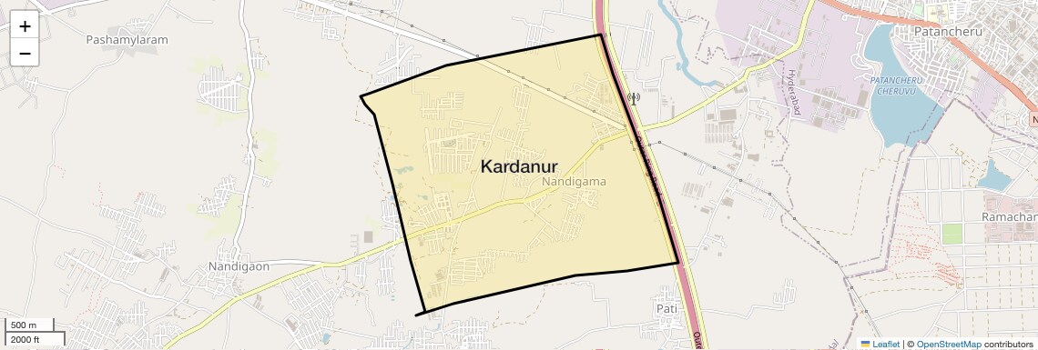Location Map of Kardanur, Hyderabad