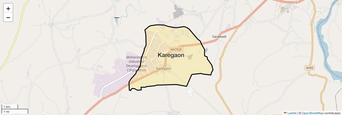 Location Map of Karegaon, Pune