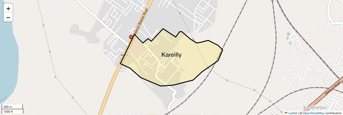 Location Map of Kareilly, Bareilly