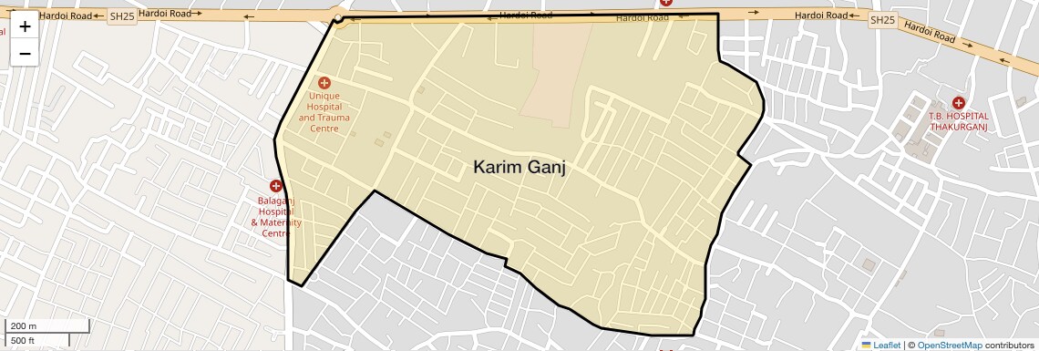 Location Map of Karim Ganj, Lucknow