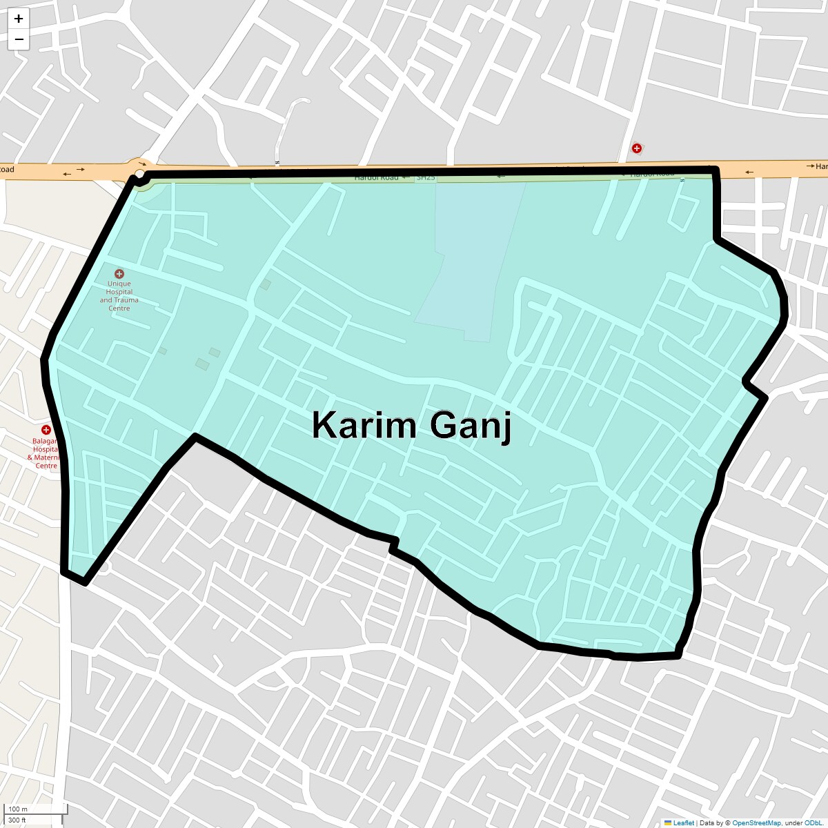 Location Map of Karim Ganj, Lucknow