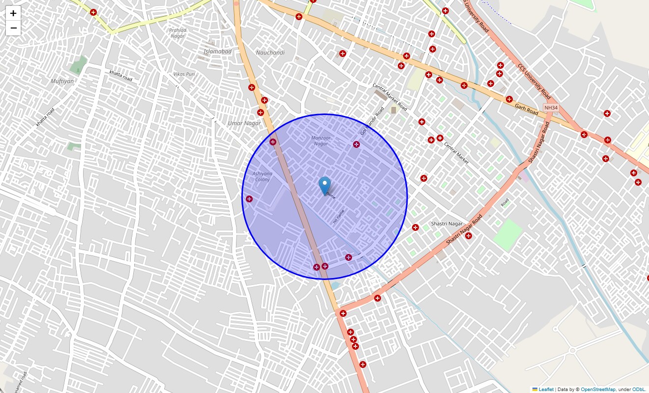 Location Map of Karim Nagar, Meerut