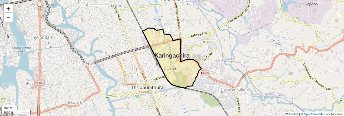 Location Map of Karingachira, Kochi