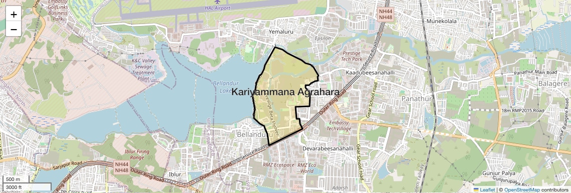 Location Map of Kariyammana Agrahara, Bangalore