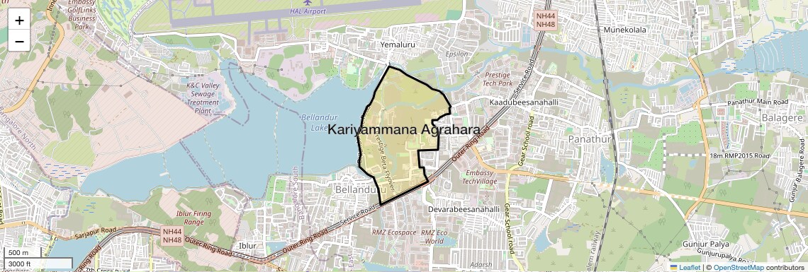 Location Map of Kariyammana Agrahara, Bangalore