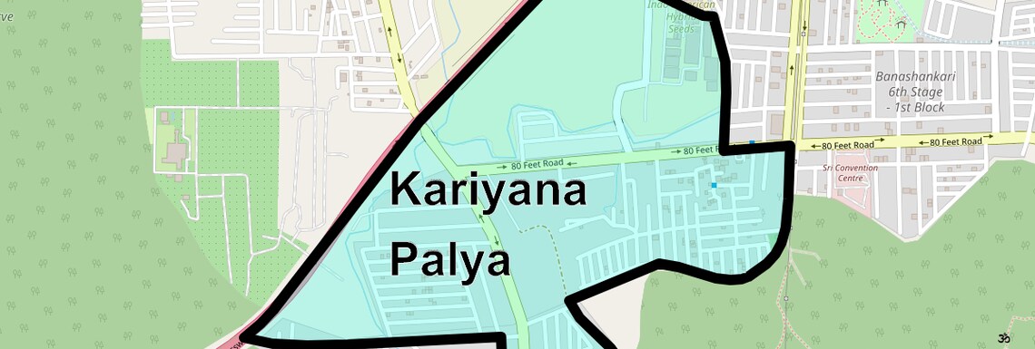 Location Map of Kariyana Palya, Bangalore