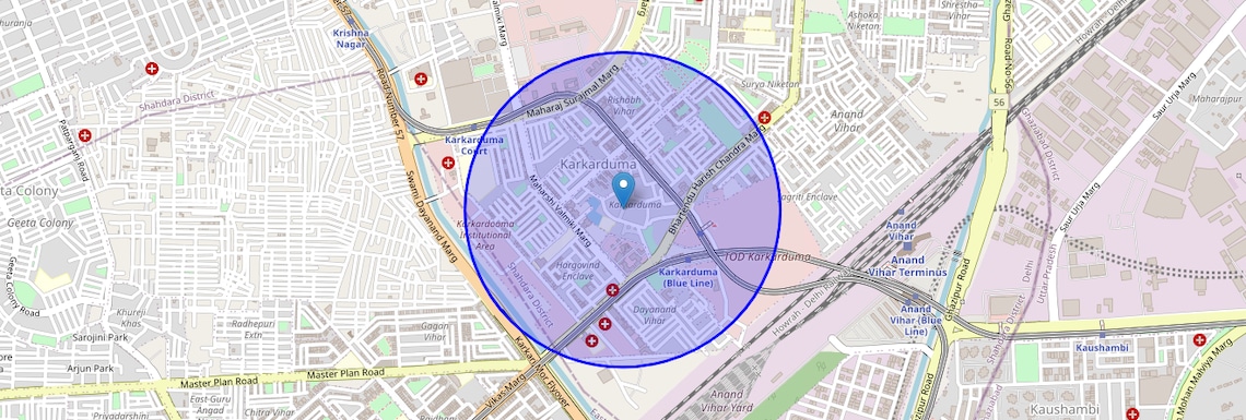 Location Map of Karkardooma, Delhi