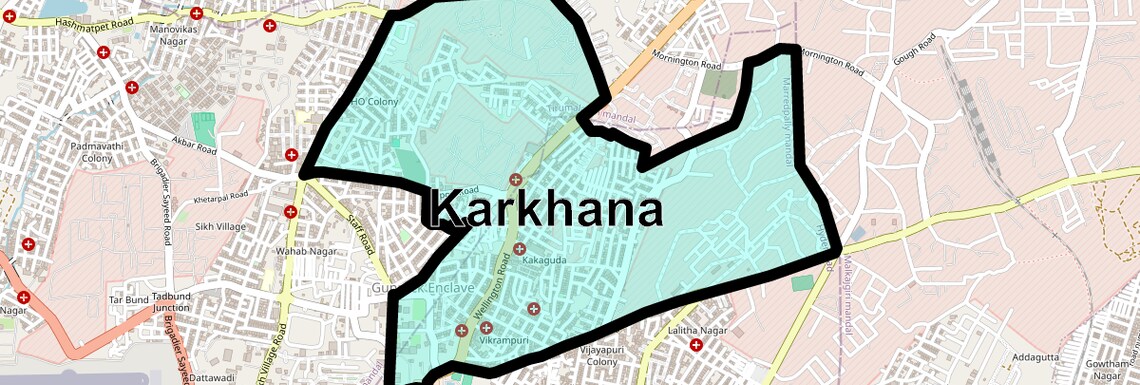 Location Map of Karkhana, Hyderabad