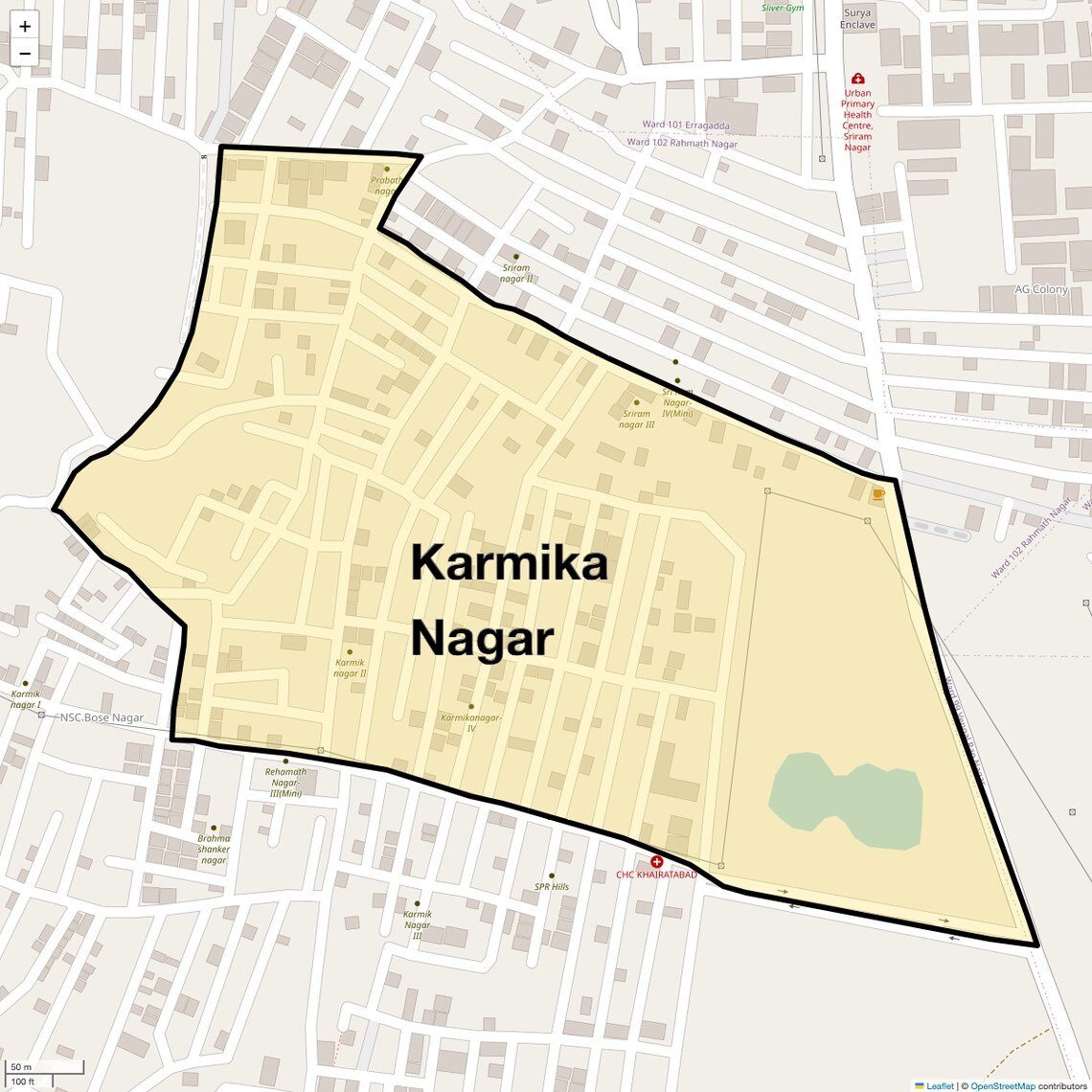 Location Map of Karmika Nagar, Hyderabad