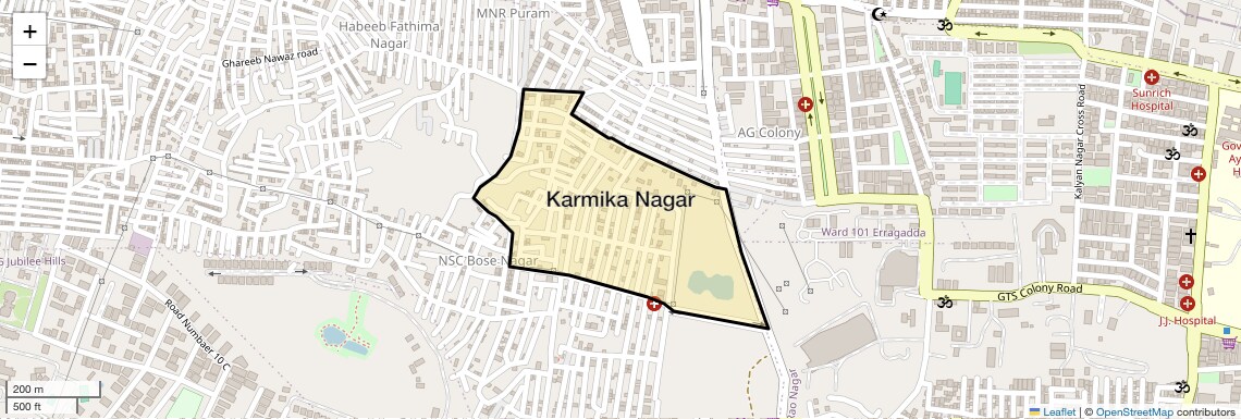 Location Map of Karmika Nagar, Hyderabad