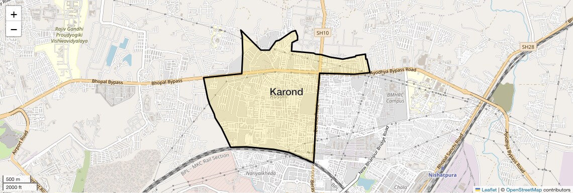 Location Map of Karond, Bhopal