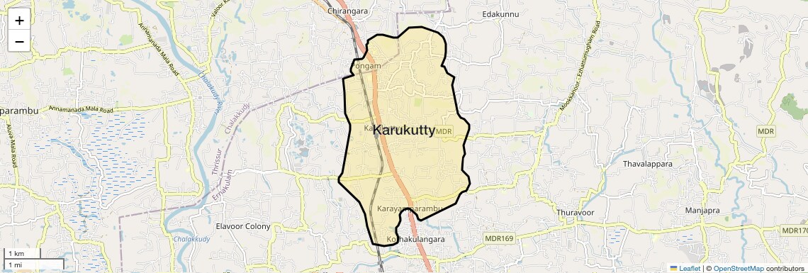 Location Map of Karukutty, Kochi