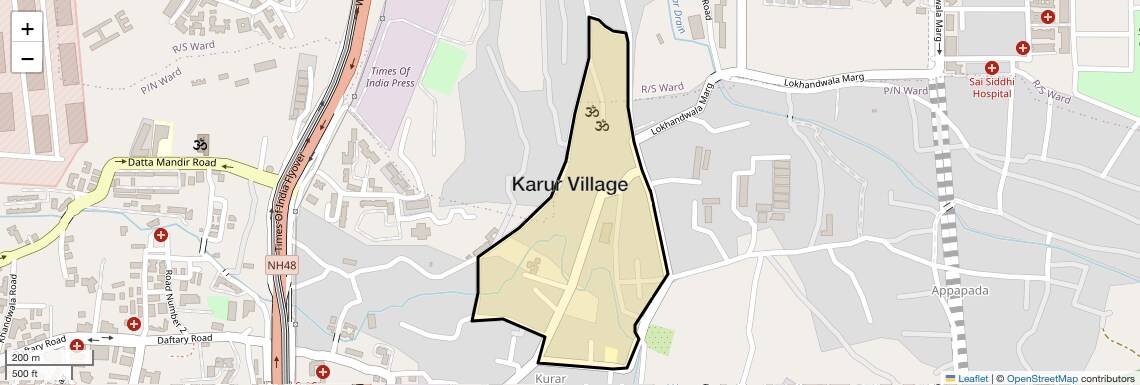 Location Map of Karur Village, Mumbai