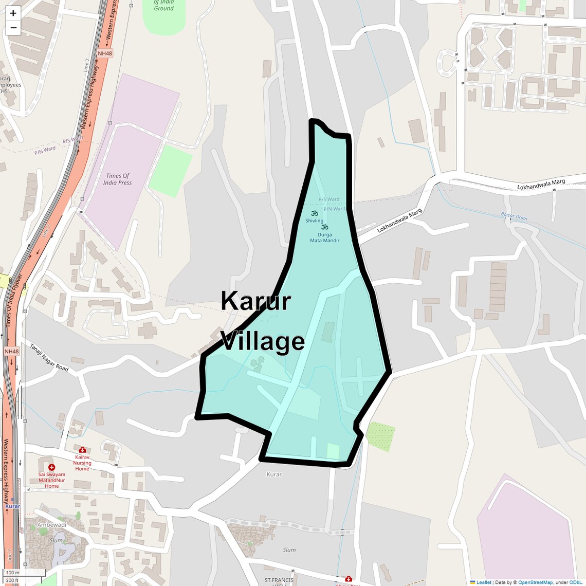 Location Map of Karur Village, Mumbai