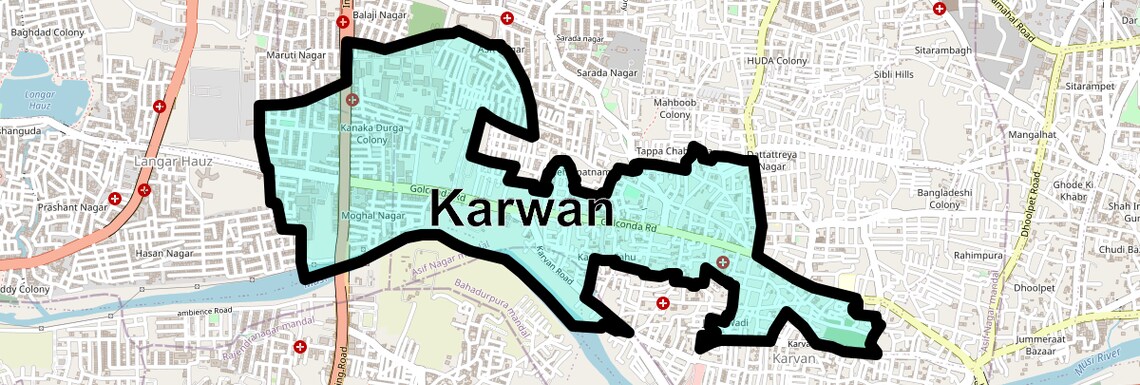 Location Map of Karwan, Hyderabad