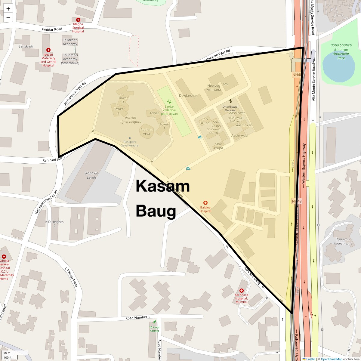 Location Map of Kasam Baug, Mumbai