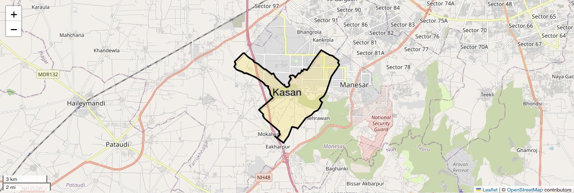 Location Map of Kasan, Gurgaon