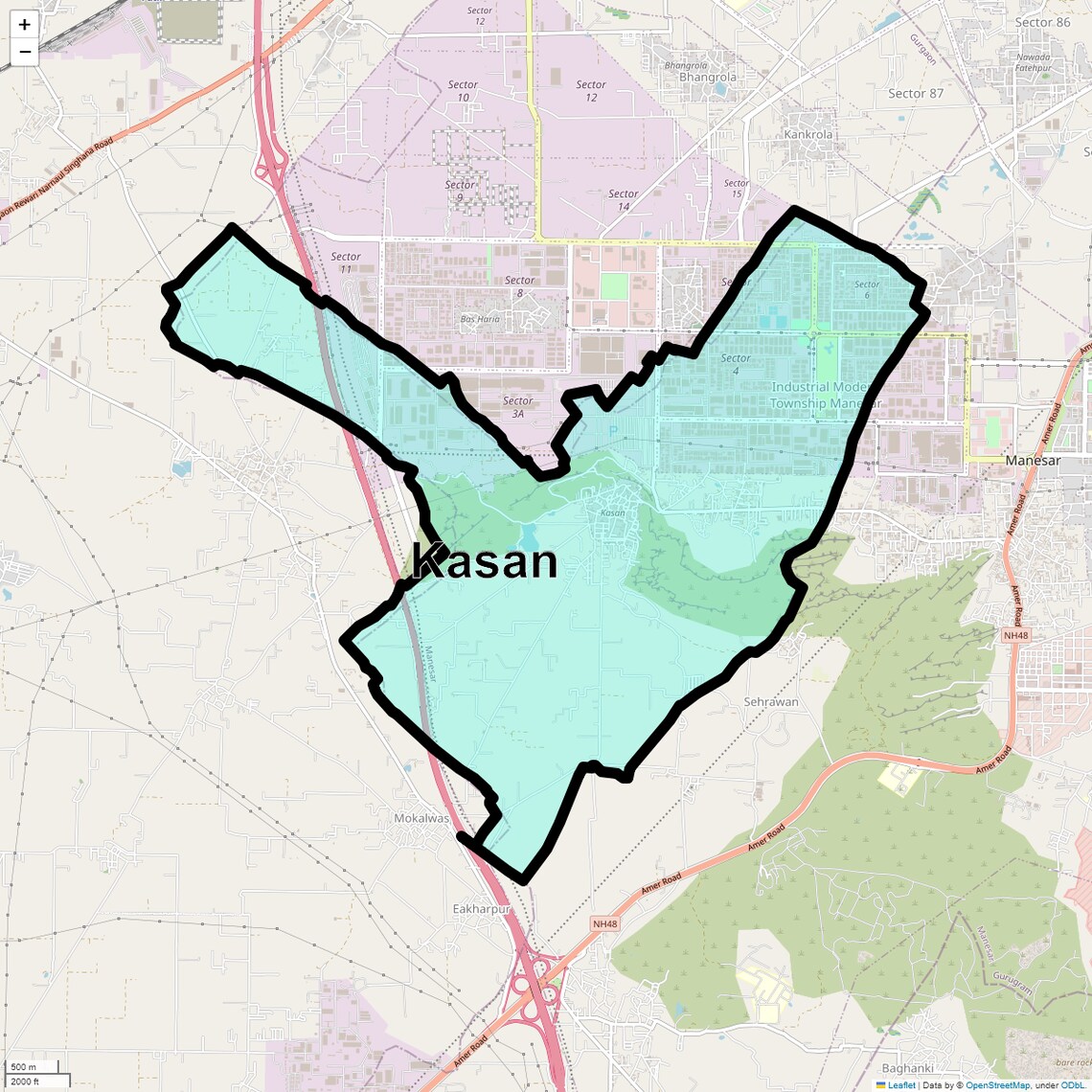Location Map of Kasan, Gurgaon