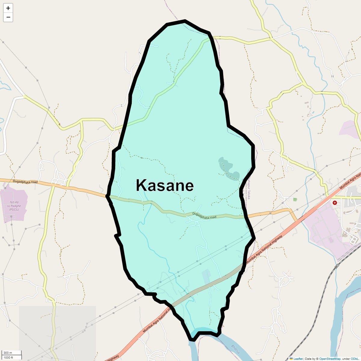 Location Map of Kasane, Thane