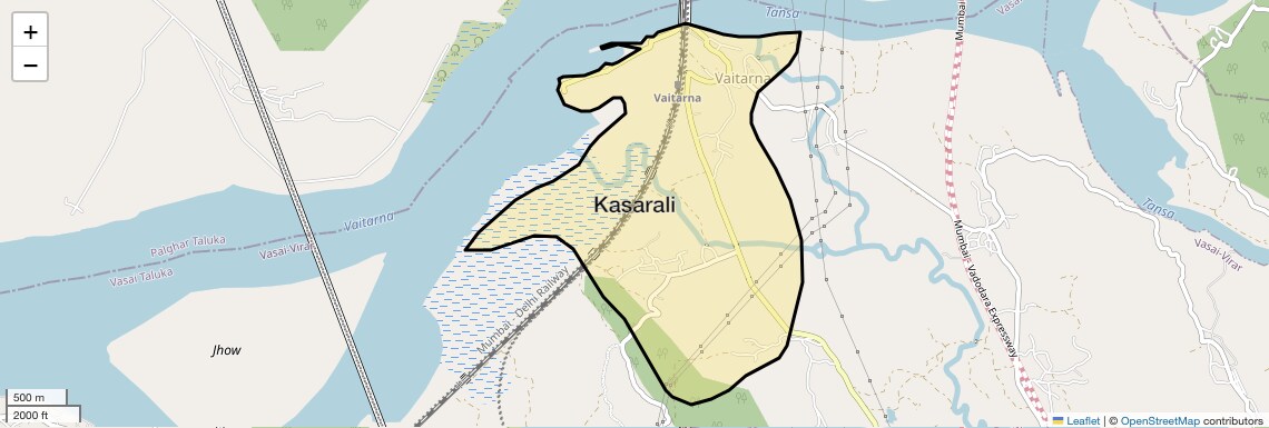 Location Map of Kasarali, Palghar