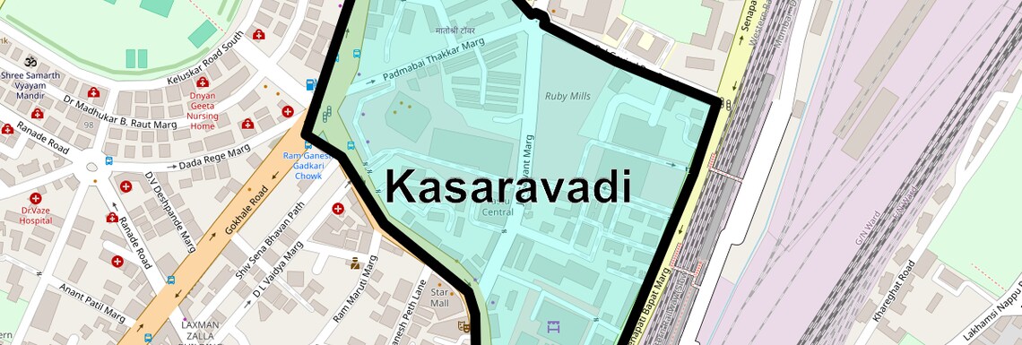 Location Map of Kasaravadi, Mumbai