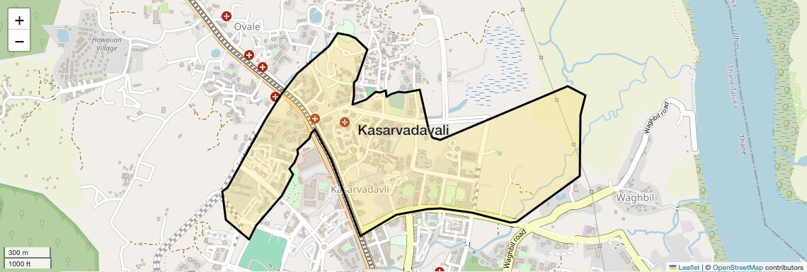 Location Map of Kasarvadavali, Thane