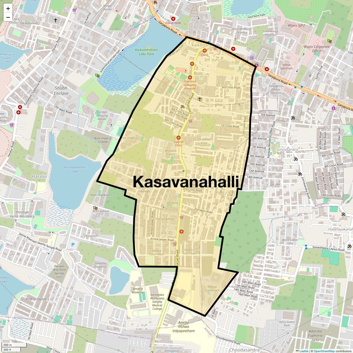 Location Map of Kasavanahalli, Bangalore