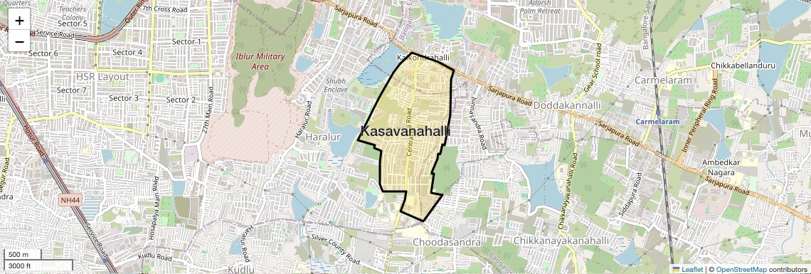Location Map of Kasavanahalli, Bangalore