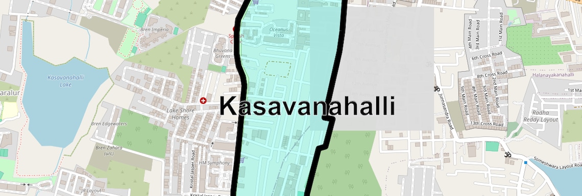 Location Map of Kasavanahalli, Bangalore