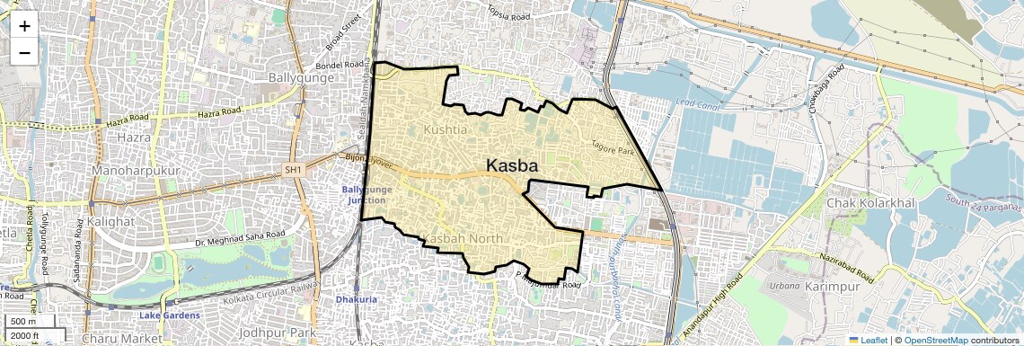 Location Map of Kasba, Kolkata