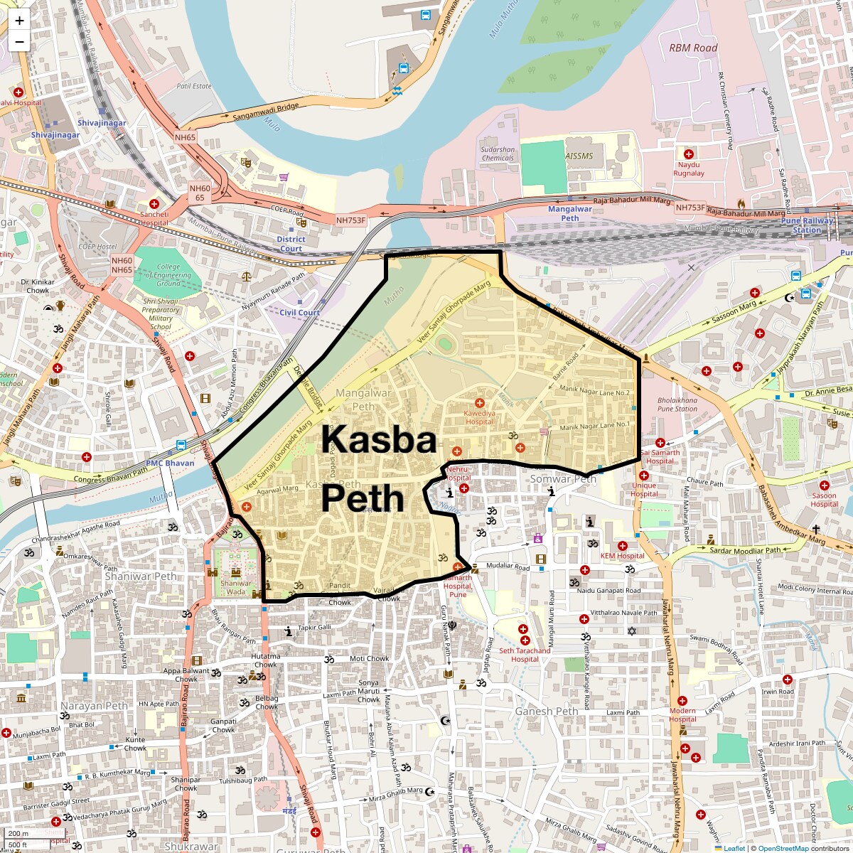 Location Map of Kasba Peth, Pune