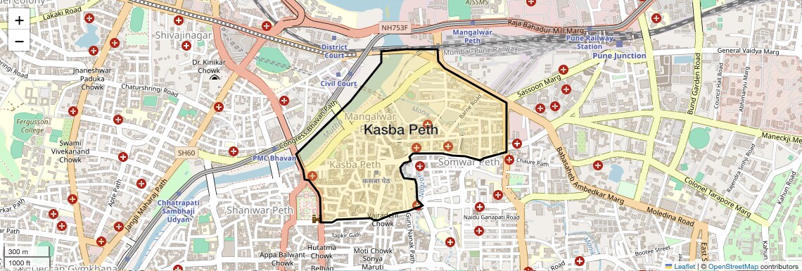 Location Map of Kasba Peth, Pune