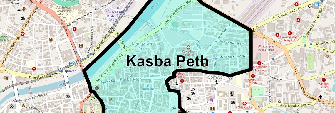 Location Map of Kasba Peth, Pune