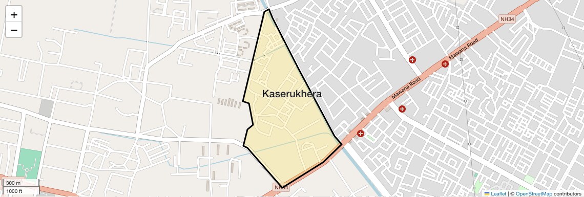 Location Map of Kaserukhera, Meerut
