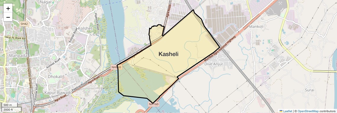 Location Map of Kasheli, Thane