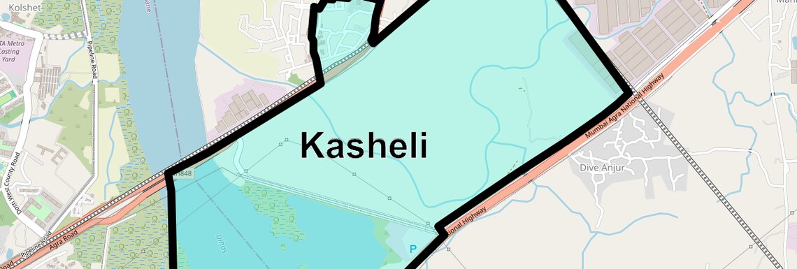 Location Map of Kasheli, Thane