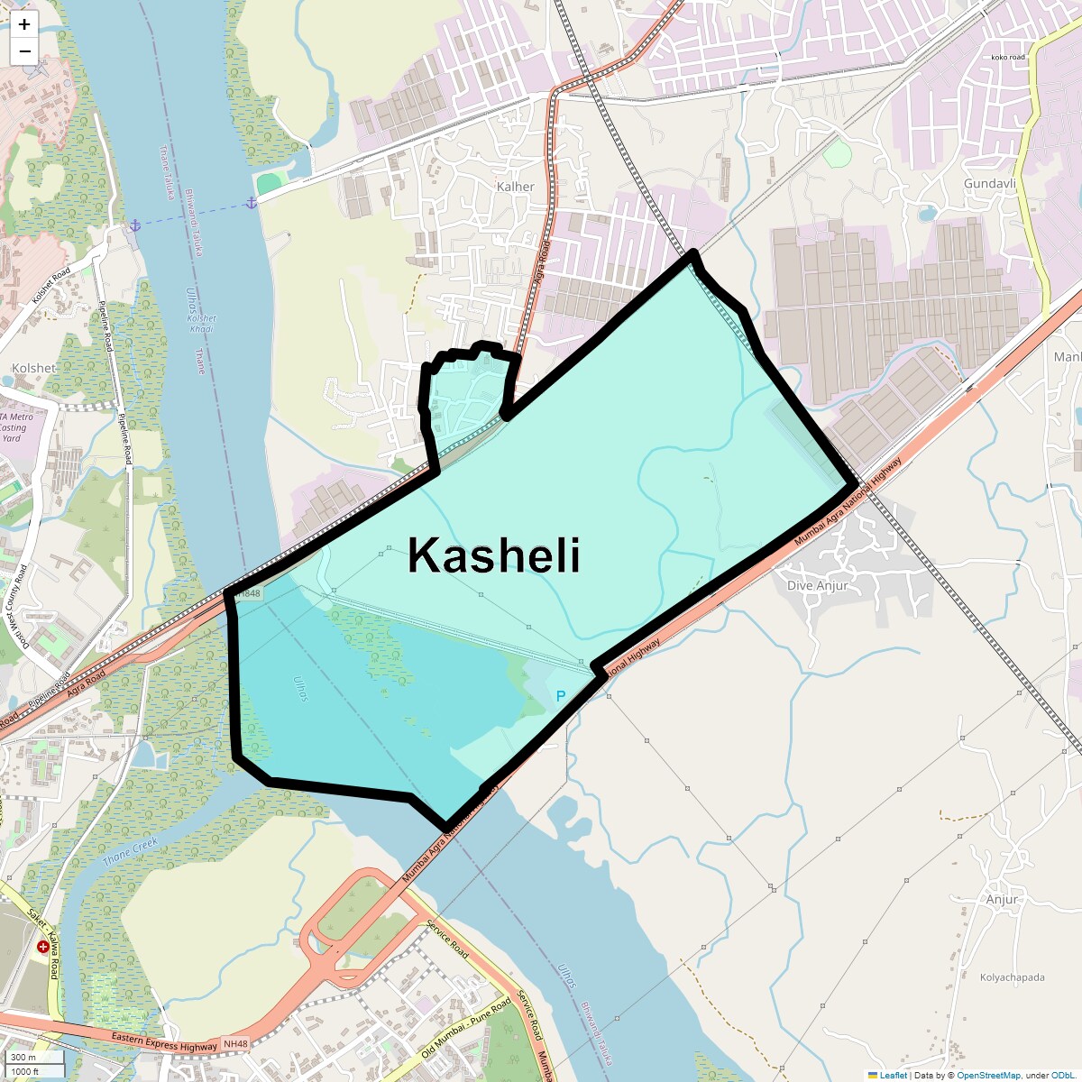 Location Map of Kasheli, Thane