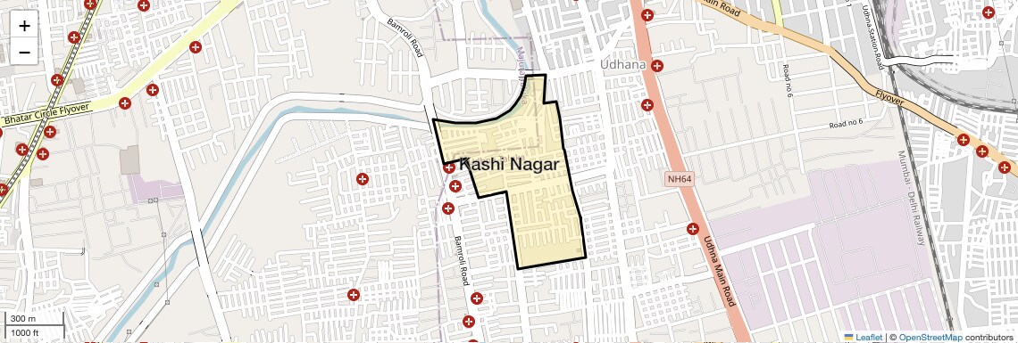 Location Map of Kashi Nagar, Surat