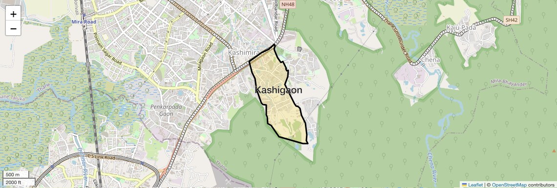 Location Map of Kashigaon, Thane