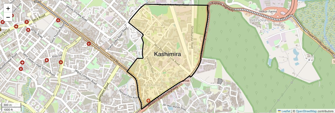 Location Map of Kashimira, Thane